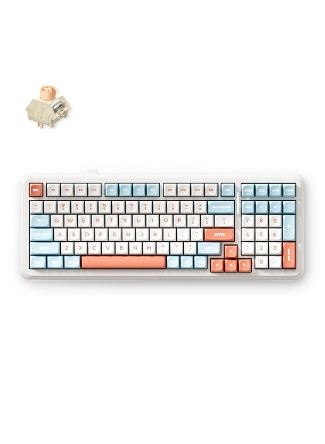MCHOSE K99 V2 Wireless Gasket-Mount Mechanical Keyboard – Icy Creamsicle Switch, 98% Layout, Hot-Swap 3/5-Pin Switches, Tri-Mode, Dual-Shot PBT Keycaps, South-Facing RGB & Surround Lighting, 8000mAh Battery, Foam-Damped Cushion Typing, Horizon Orange | MC-K99V2-3 - Image 1